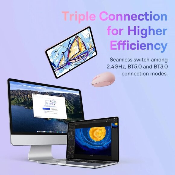 Ergonomic Wireless Bluetooth Mouse for PC & Mac – 2.4G Portable Gaming & Office - Picture 3 of 5